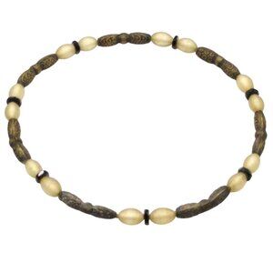 Antique Czech Glass Frosted Beads Bracelet with Vintage Brass Long Spacers, Bend
